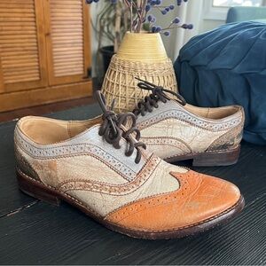 Bed Stu Wingtip Tri-Tone Antique Distressed Leather Oxford Shoes 8.5